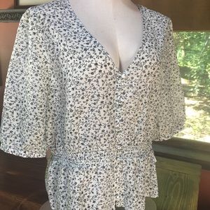 Madewell cotton and silk floral top - size 12 NWT